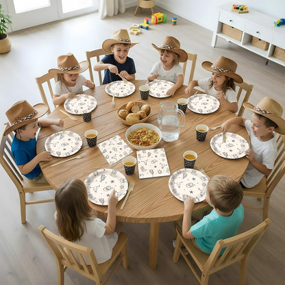 100 Pcs Cowboy Party Decorations Western Cowboy Birthday Paper Plates Napkins Disposable First Rodeo Bachelorette Tableware Set for 25 Guests Western Rodeo Birthday Baby Shower Party Supplies Favors