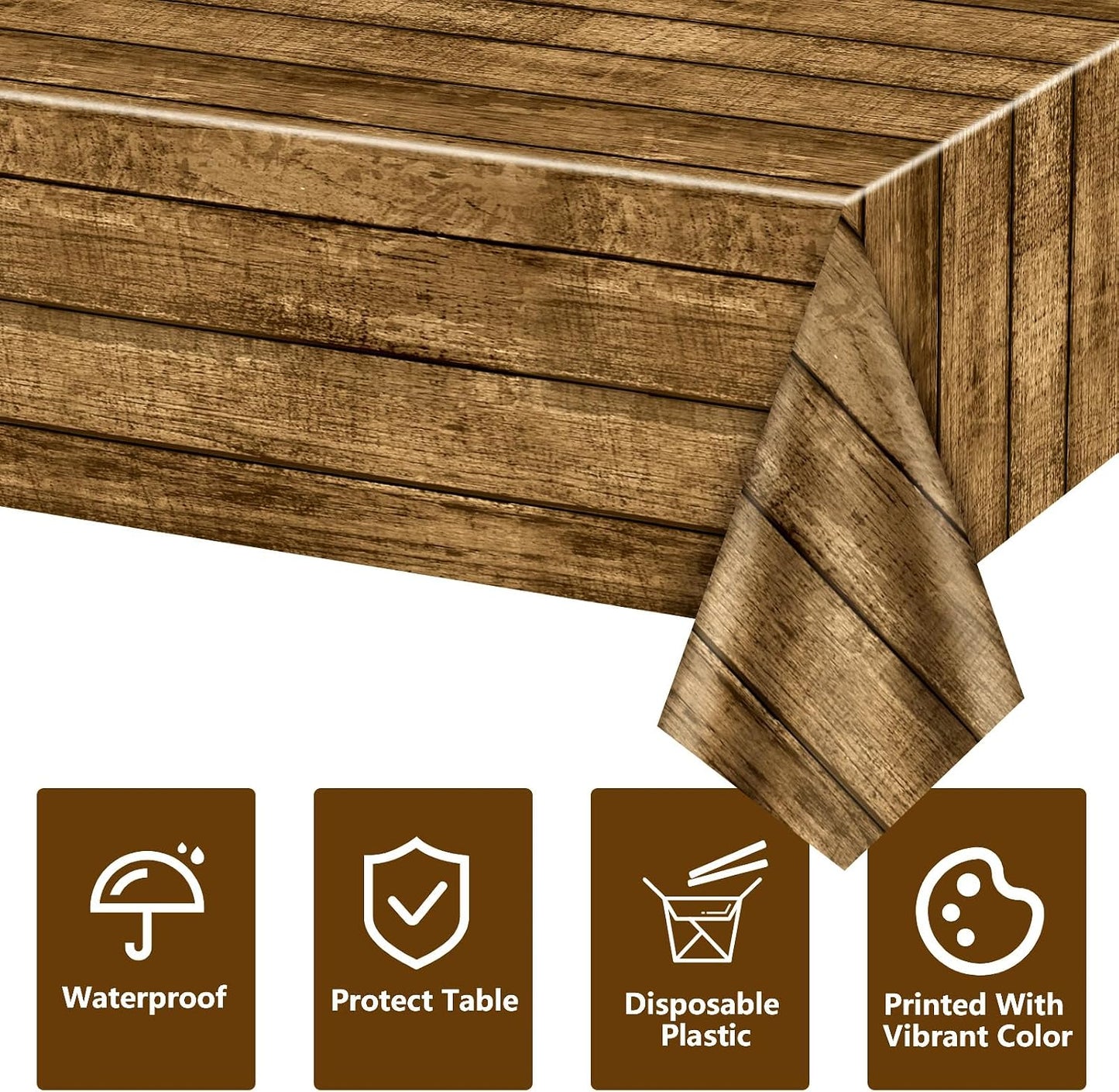 2 Pack Western Party Tablecloths, 54X87'' Rectangular Plastic Disposable Western Themed Table Covers for Kids Birthday Parties