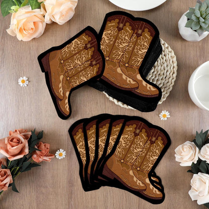 50 Pcs Cowboy Boot Napkins - Western Party Decorations, Wild West Cowgirl Boot Shaped Napkins for Baby Shower, Rodeo, Birthday Lunch & Dinner Table Decor, Party Favor