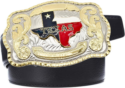 Western Belt Buckles for Men Women - Texas Map Buckles - Rodeo Cowboy Belt Buckle - Fits up to 2 Inch Belts