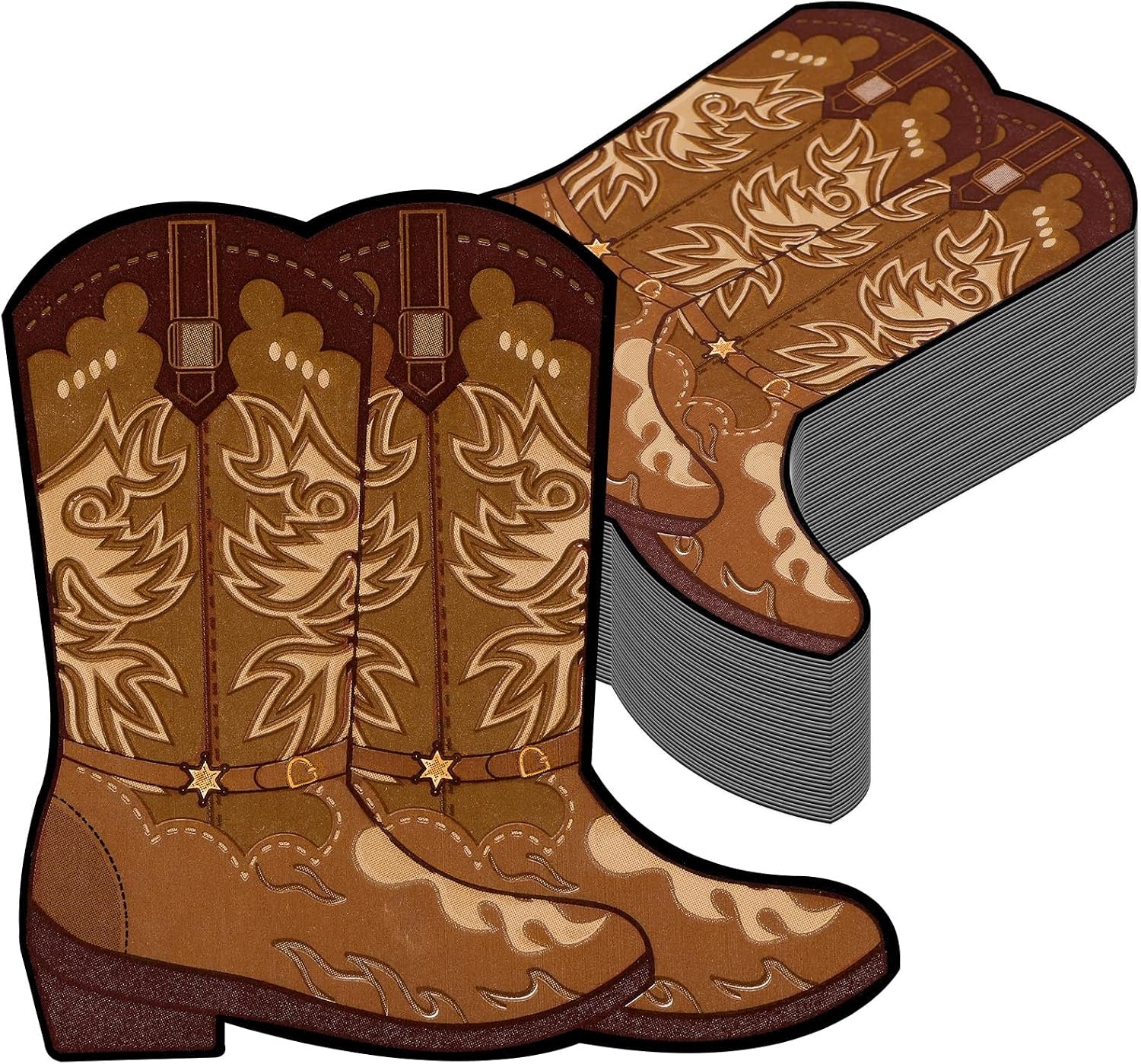 50 Pcs Cowboy Boot Napkins - Western Party Decorations, Wild West Cowgirl Boot Shaped Napkins for Baby Shower, Rodeo, Birthday Lunch & Dinner Table Decor, Party Favor