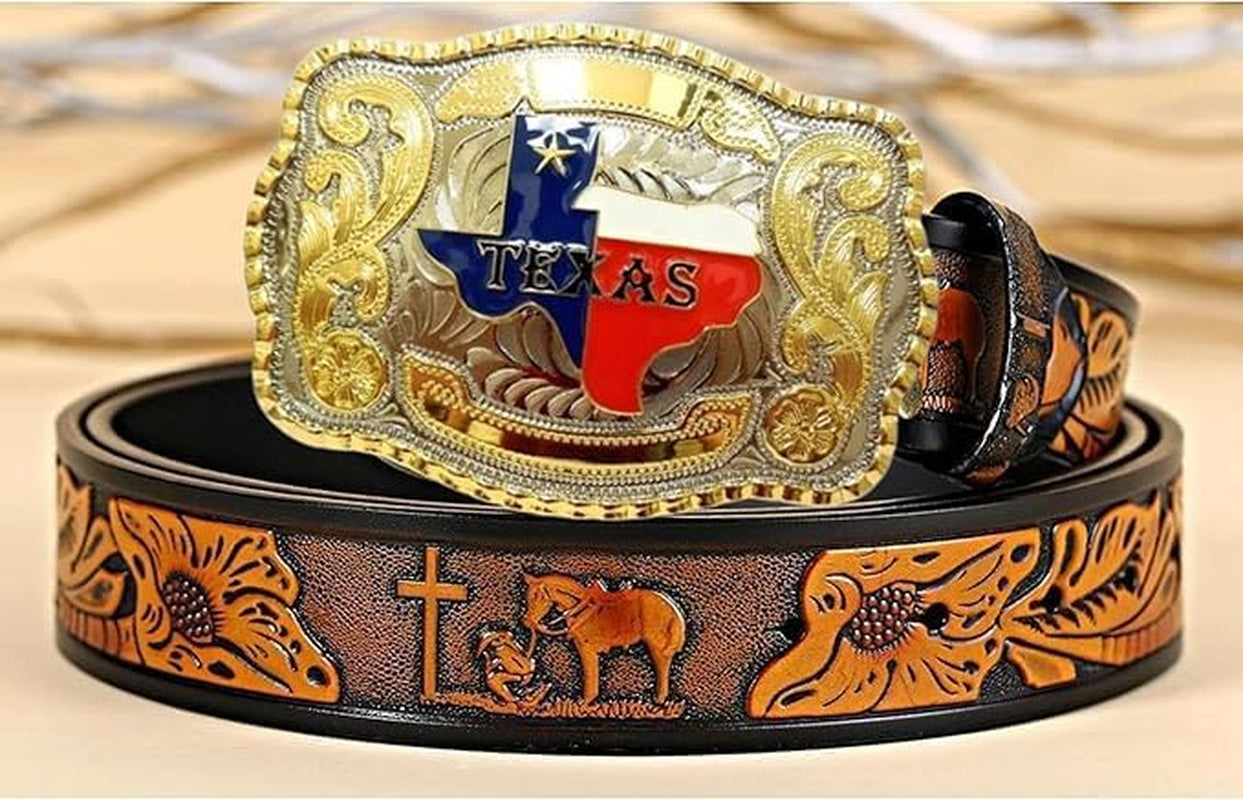 Western Belt Buckles for Men Women - Texas Map Buckles - Rodeo Cowboy Belt Buckle - Fits up to 2 Inch Belts